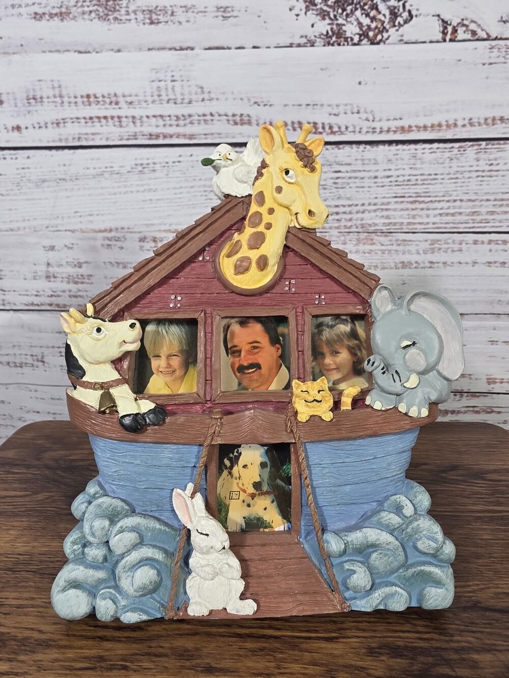 VTG Noah's Ark Photo Frame Multi Picture Holder Giraffe Elephant Horse Nursery